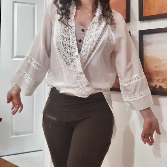 Anthropologie boho crochet silk blouse - Picture 10 of 16